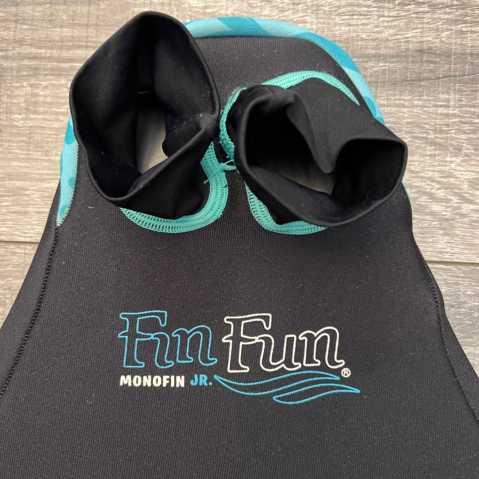Fin Fun Mermaid Tail Girls sz Small 6 Blue Bikini Fin Swim 5pc Set LTD Ed Print