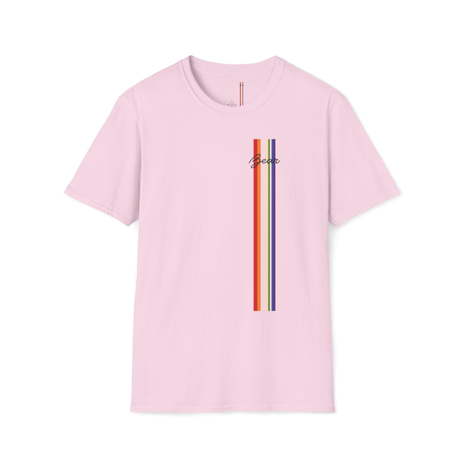 Gay Bear Cub LGBT LGBTQ Pride Rainbow Flag Stripes Minimalist Men Tee Shirt Gift