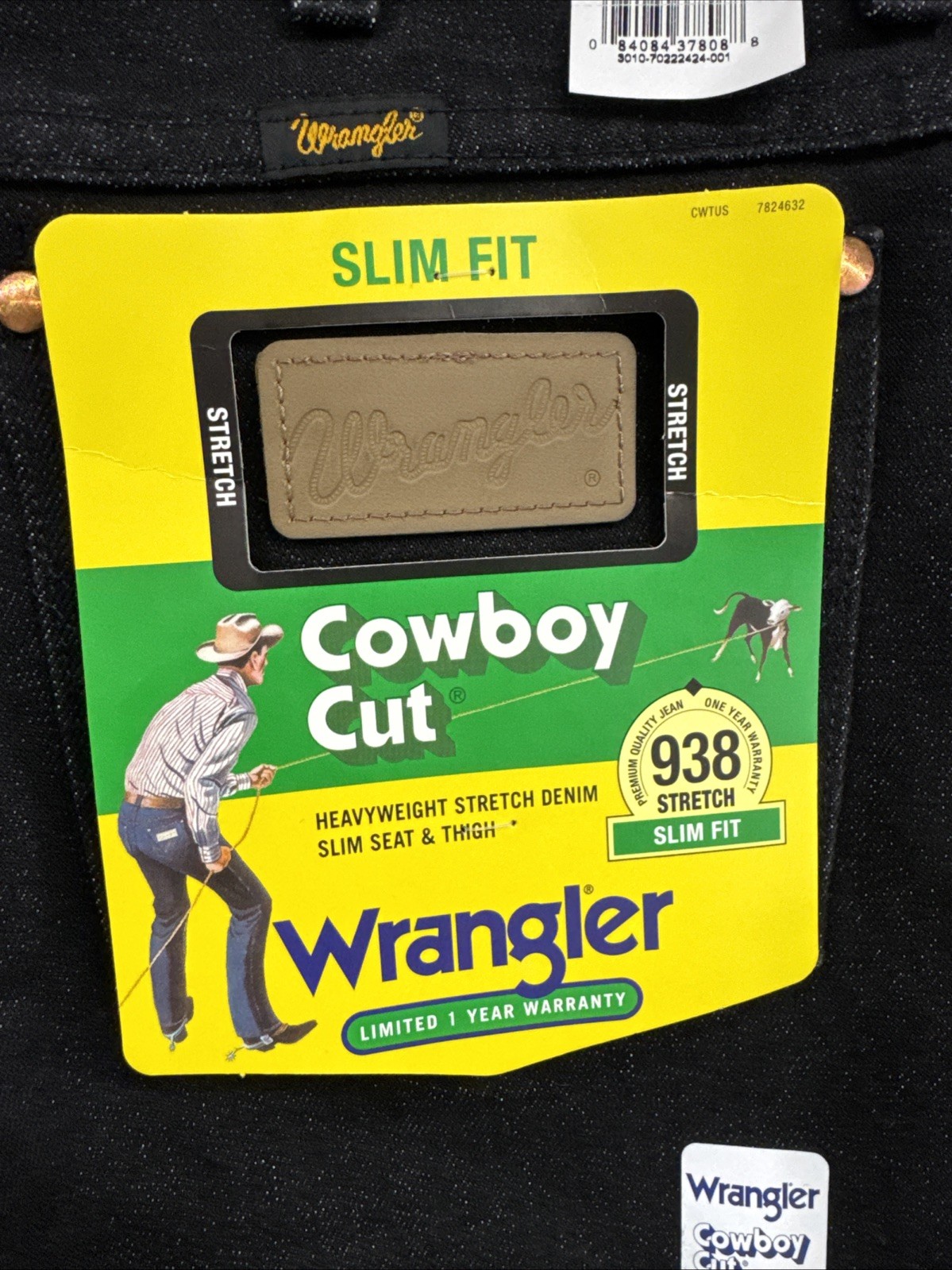 Wrangler Men’s Jeans Cowboy Cut – Slim Fit Stretch Denim – Black – 30 x 30 – New