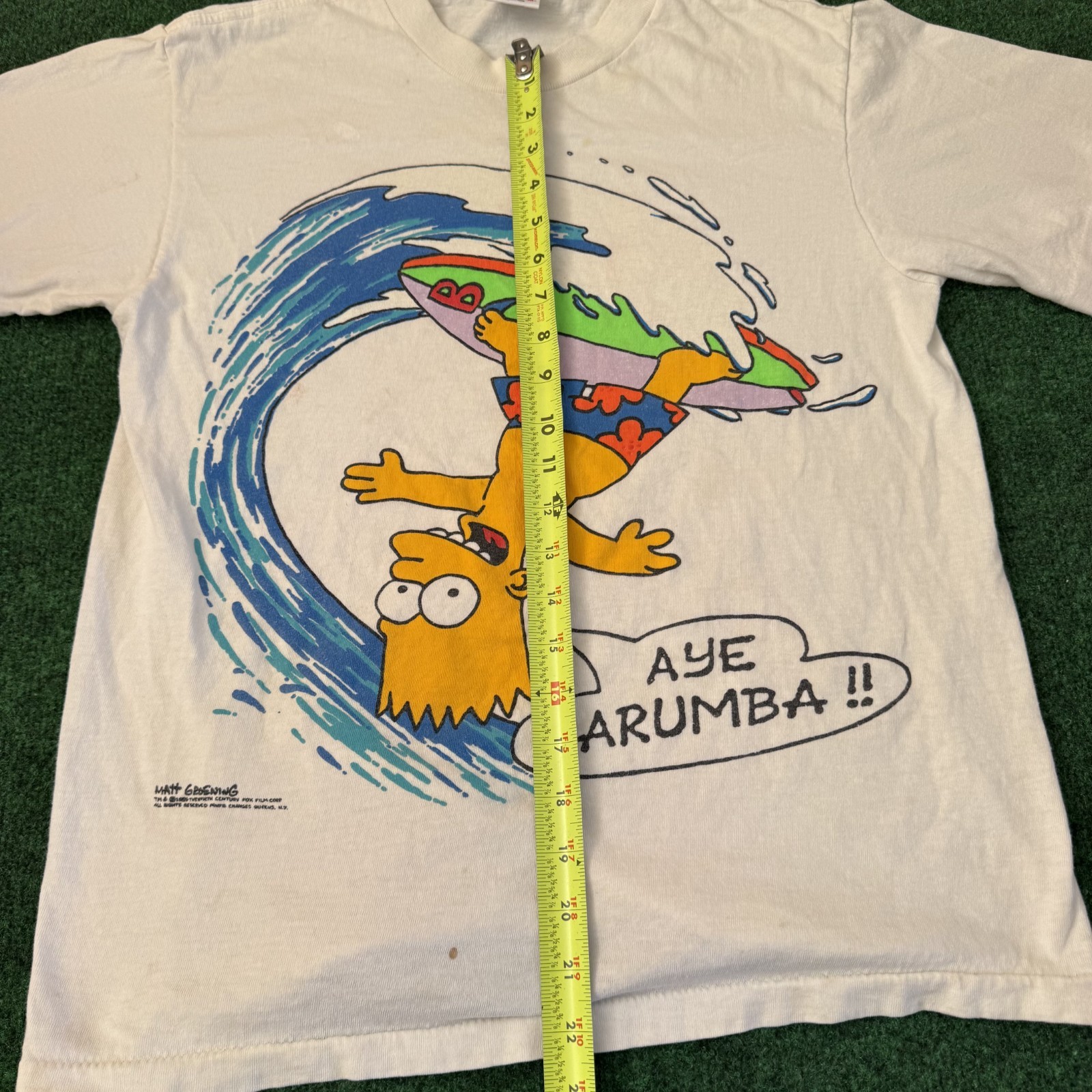 Vintage Bart Simpson Aye Carumba Surf 1989 Single Stitch Medium USA Anvil Tshirt