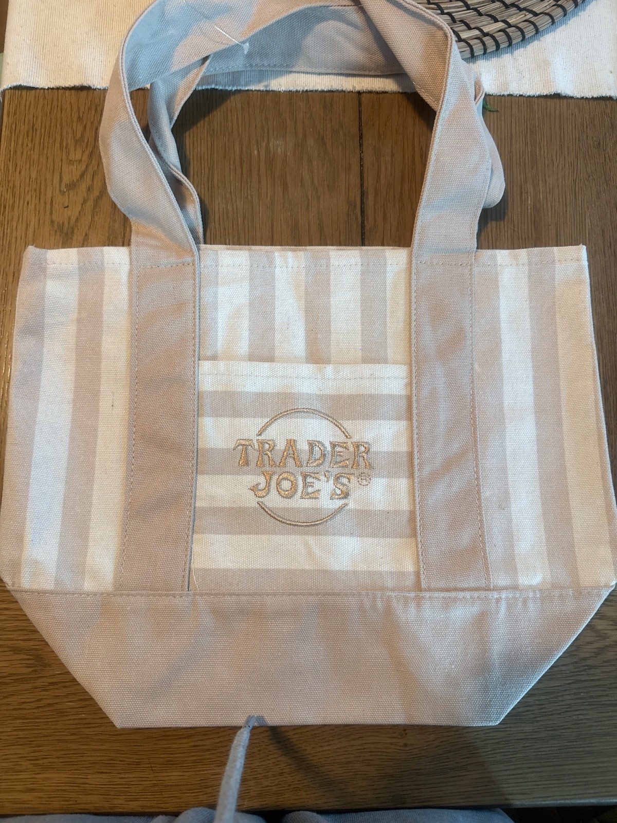 trader joes striped mini tote