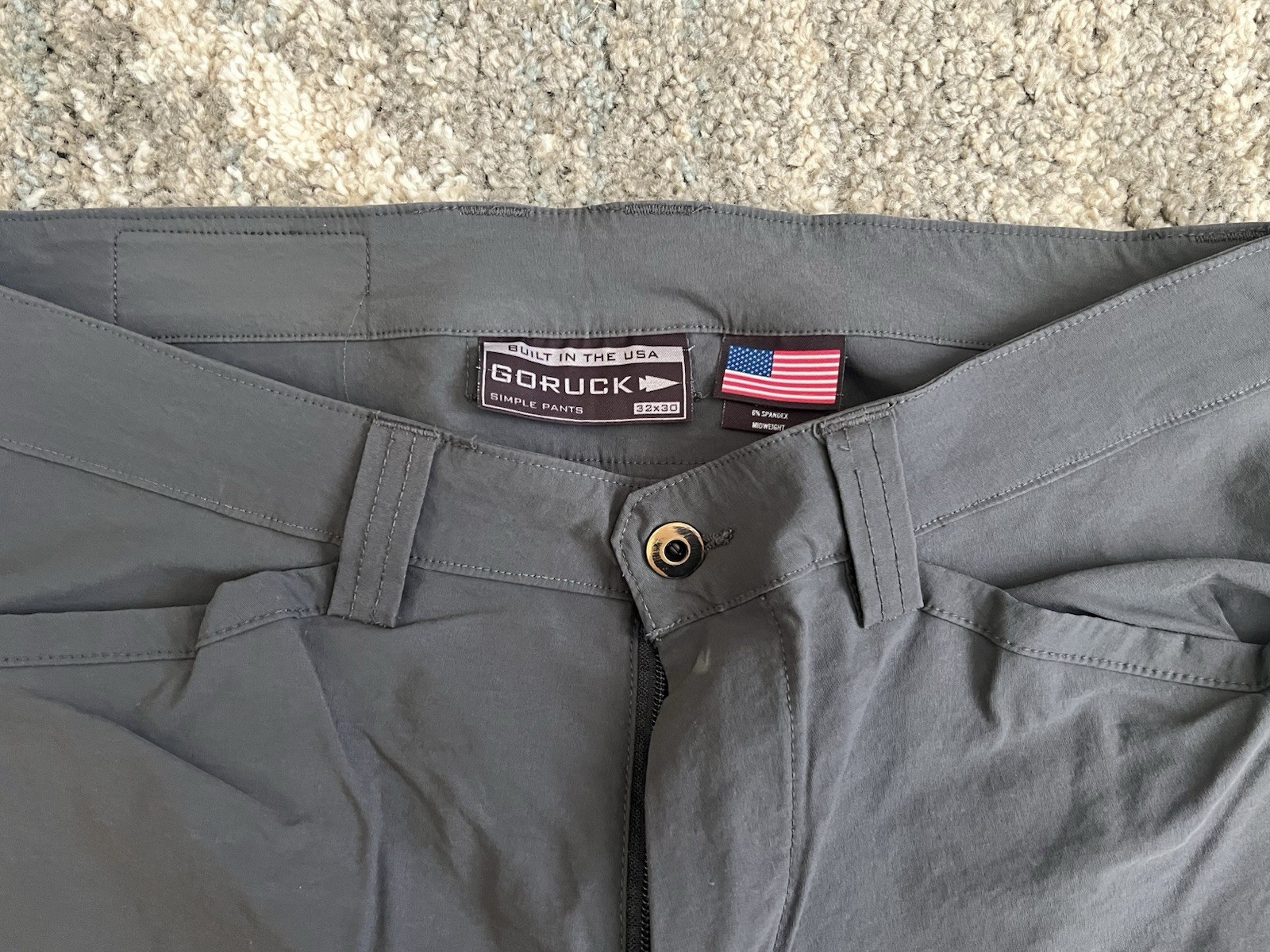 Goruck Midweight Simple Pants 32×30 in Black and Charcoal Made In USA
