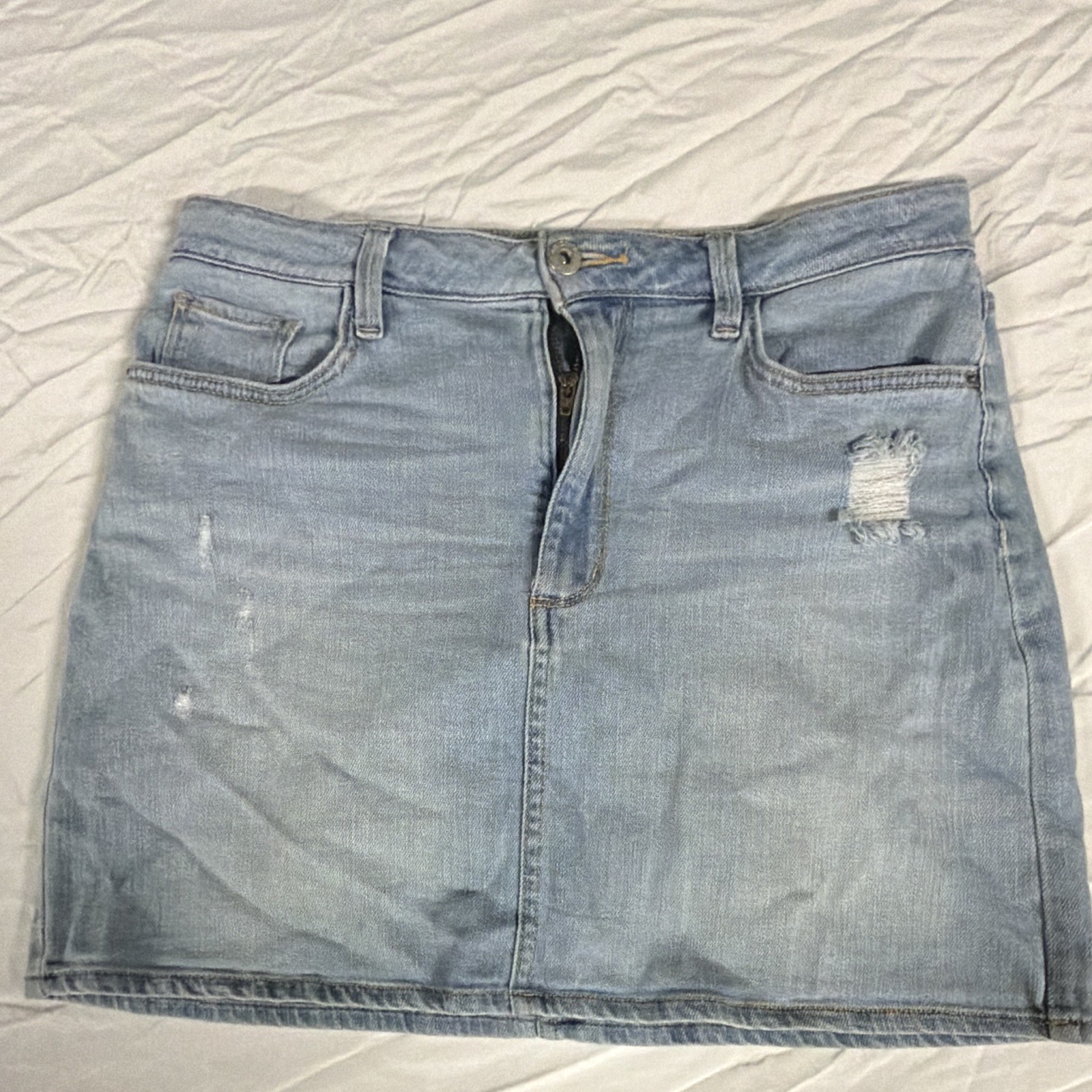 Arizona Jean Co Blue Denim Mini Skirt Button Zip Pockets Solid Women’s Size 9
