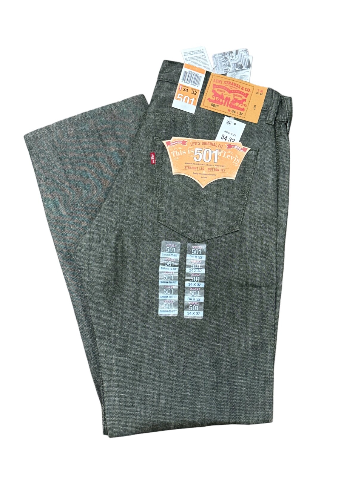 Levi’s Men’s 501 Original Shrink to Fit Jeans Green 005012129