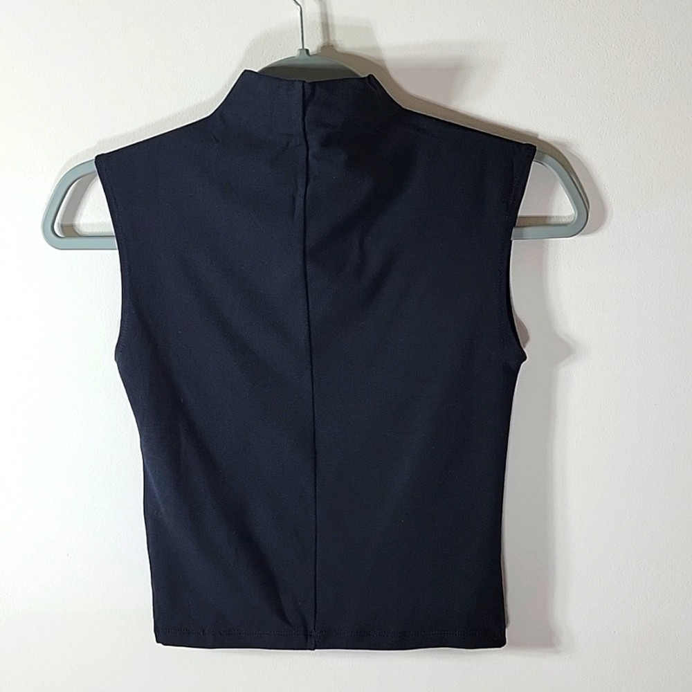 Madewell Funnel Neck TEE Black XXS Cropped Muscle Tee Tank Stretch NWT