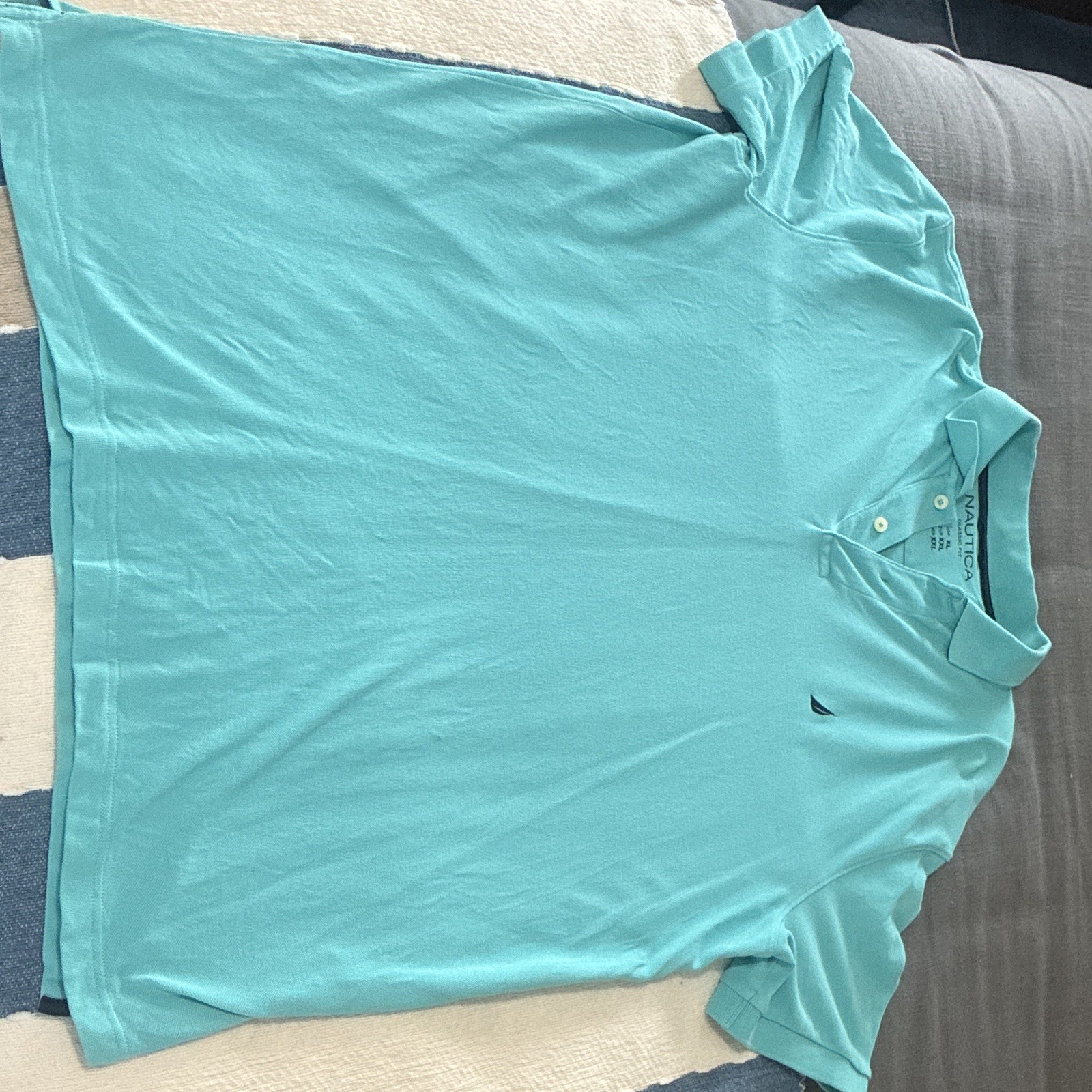 Nautica Men’s Classic Fit Solid Blue Short Sleeve Knit Logo Polo Shirt XL