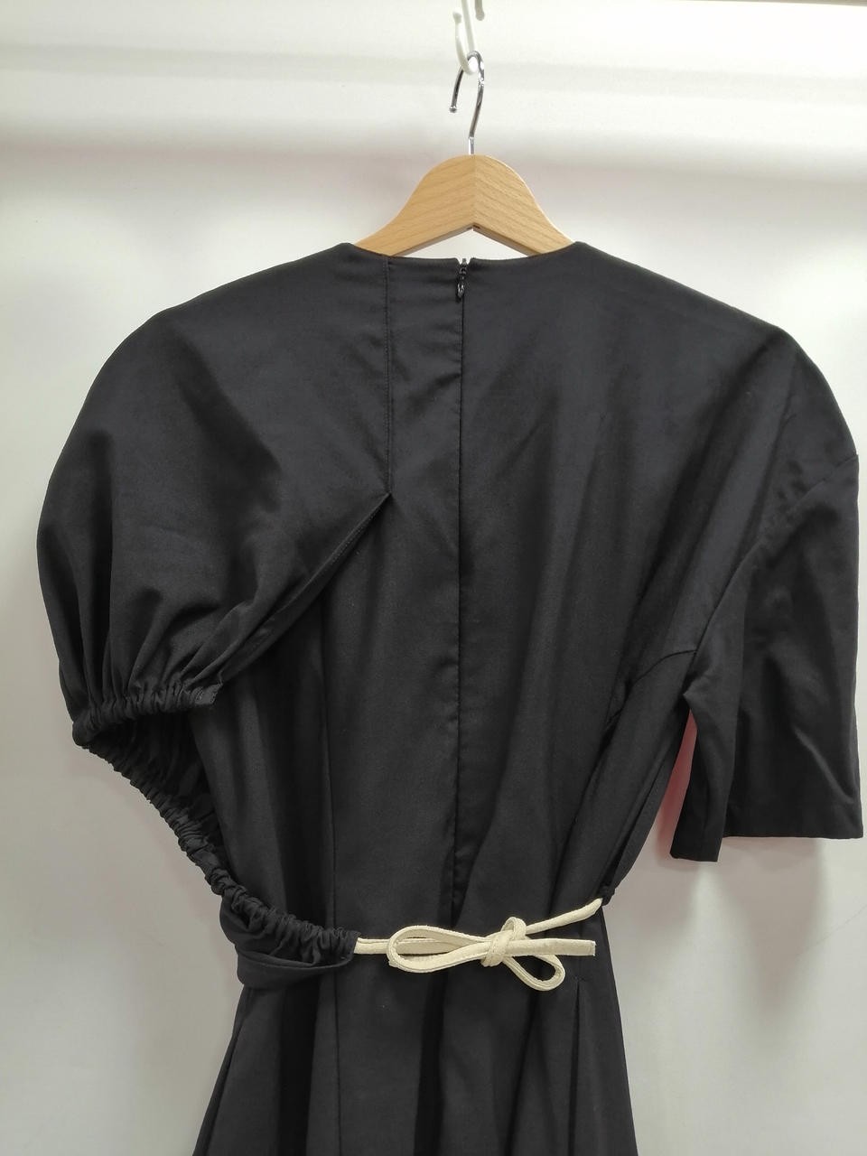 AKIRANAKA Black Puff Kimono Sleeve Jersey Dress 4US Sz S Midi 46in