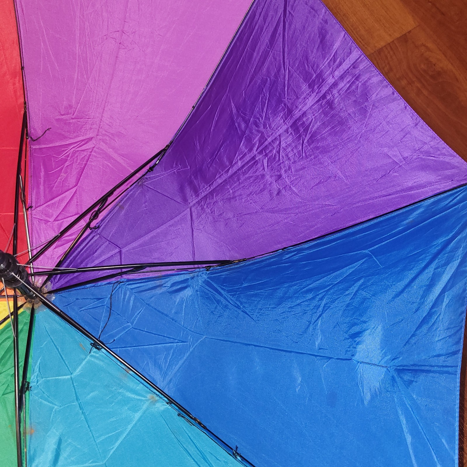 NEW ESSEX MFG Rainbow Umbrella Canopy Push Button Open Gay Lesbian Pride