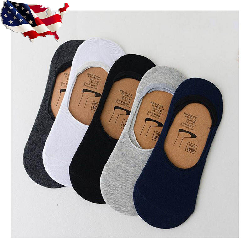 10 Pairs Men’s Invisible No Show Nonslip Boat Ankle Low Cut Cotton Men Socks USA