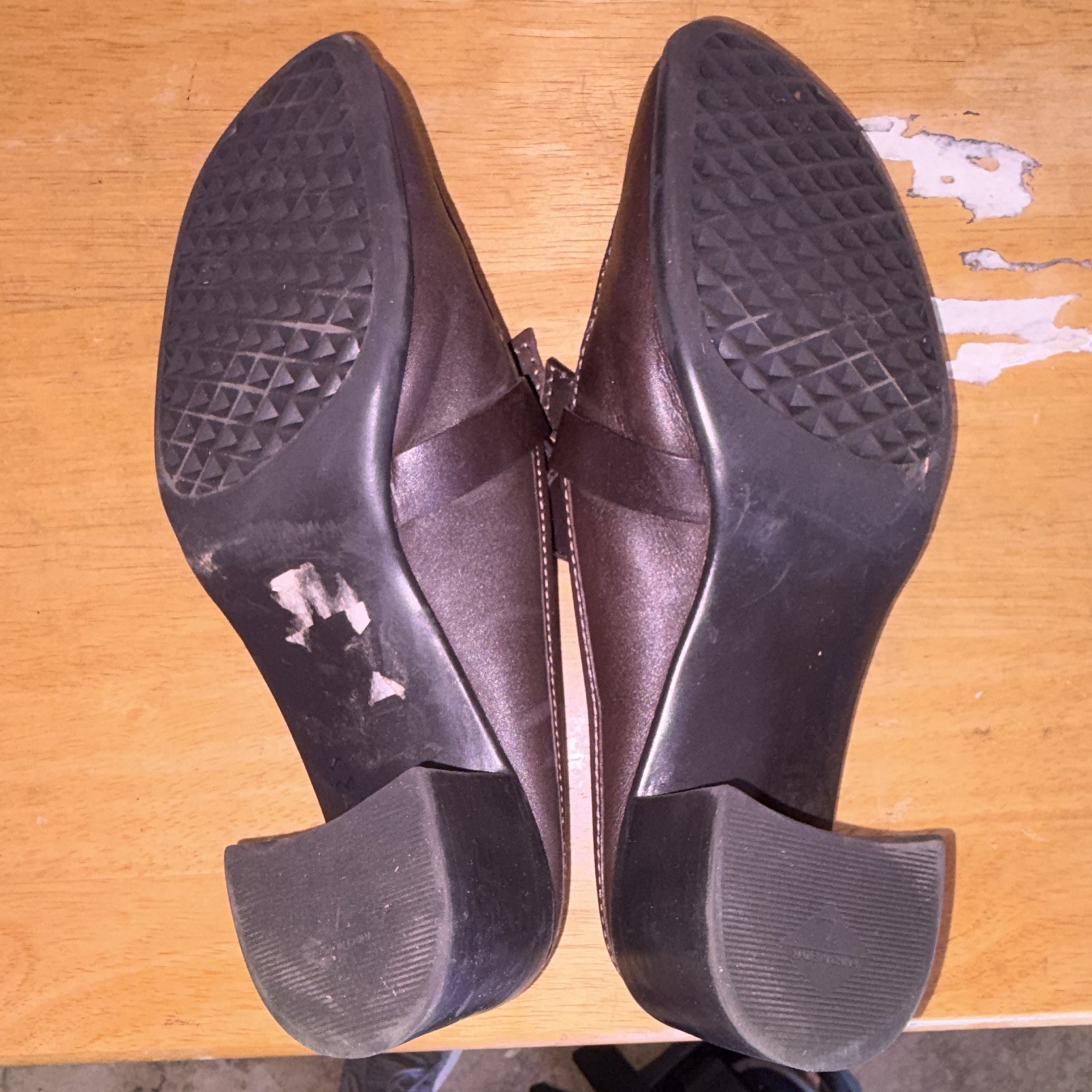 Aerosoles Women’s Brown Leather Mule Heels Slip-On Square Toe Block, US 7 M