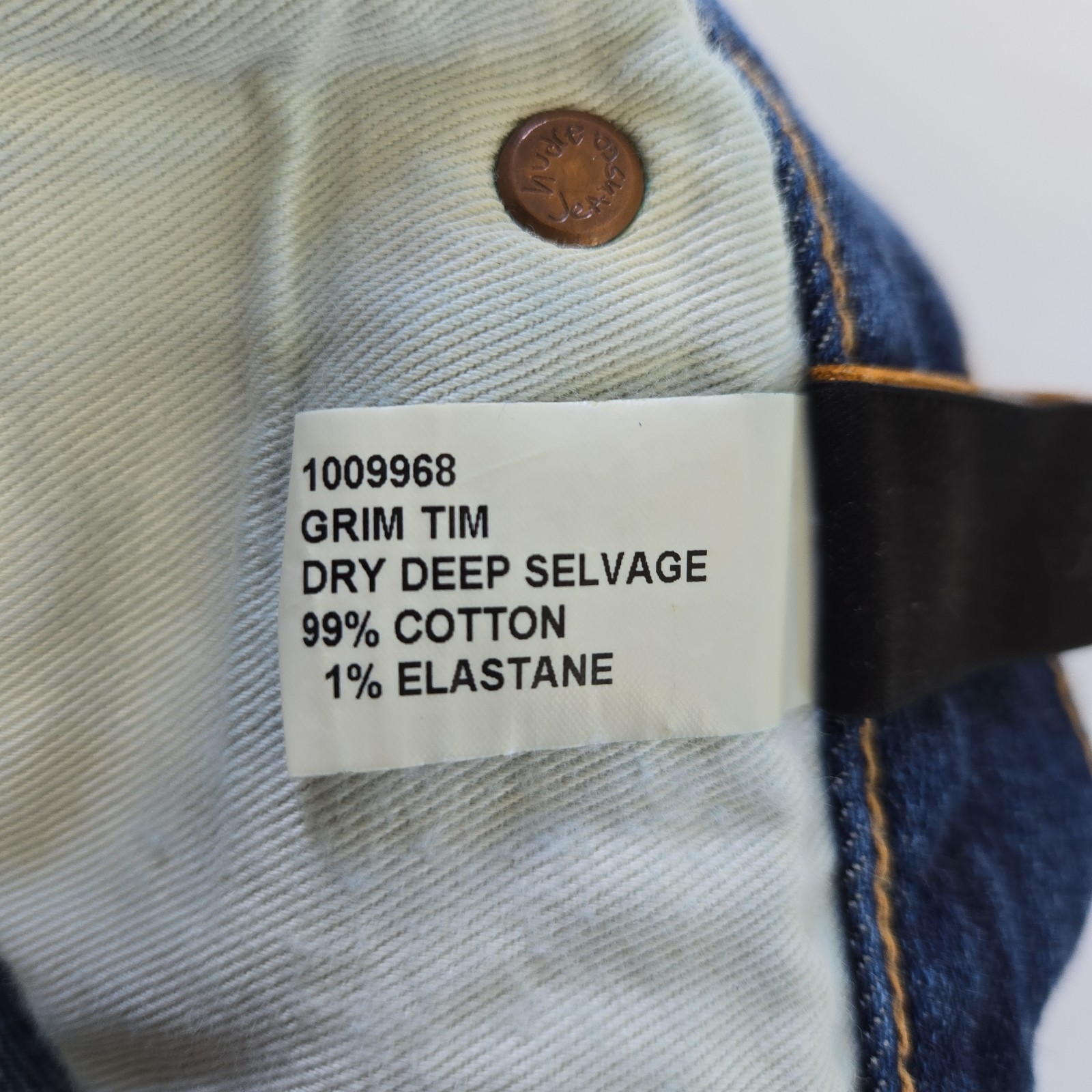 Nudie Jeans Grim Tim Dry Deep Selvage Men’s 30×34 (29×32) Slim Dark Wash Fade