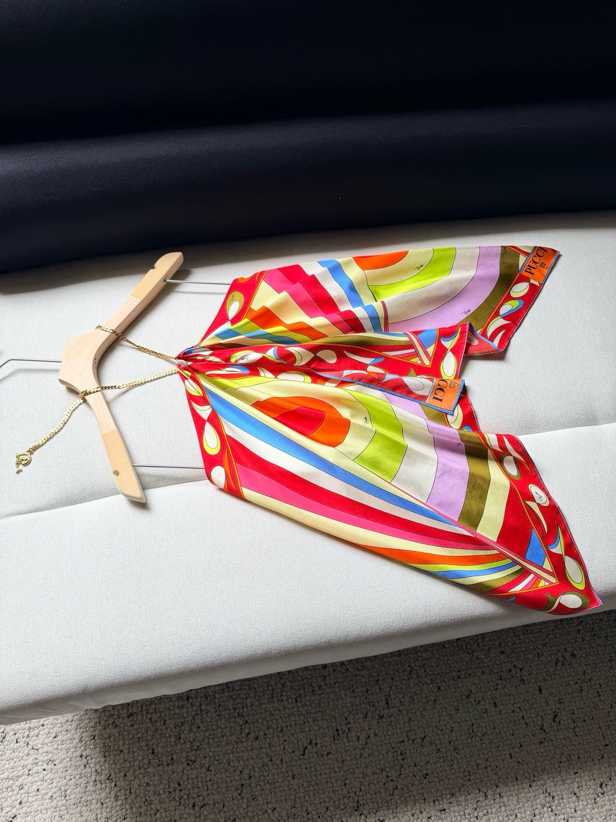 Emilio Pucci Rainbow Multicolor Print Halter Backless Top