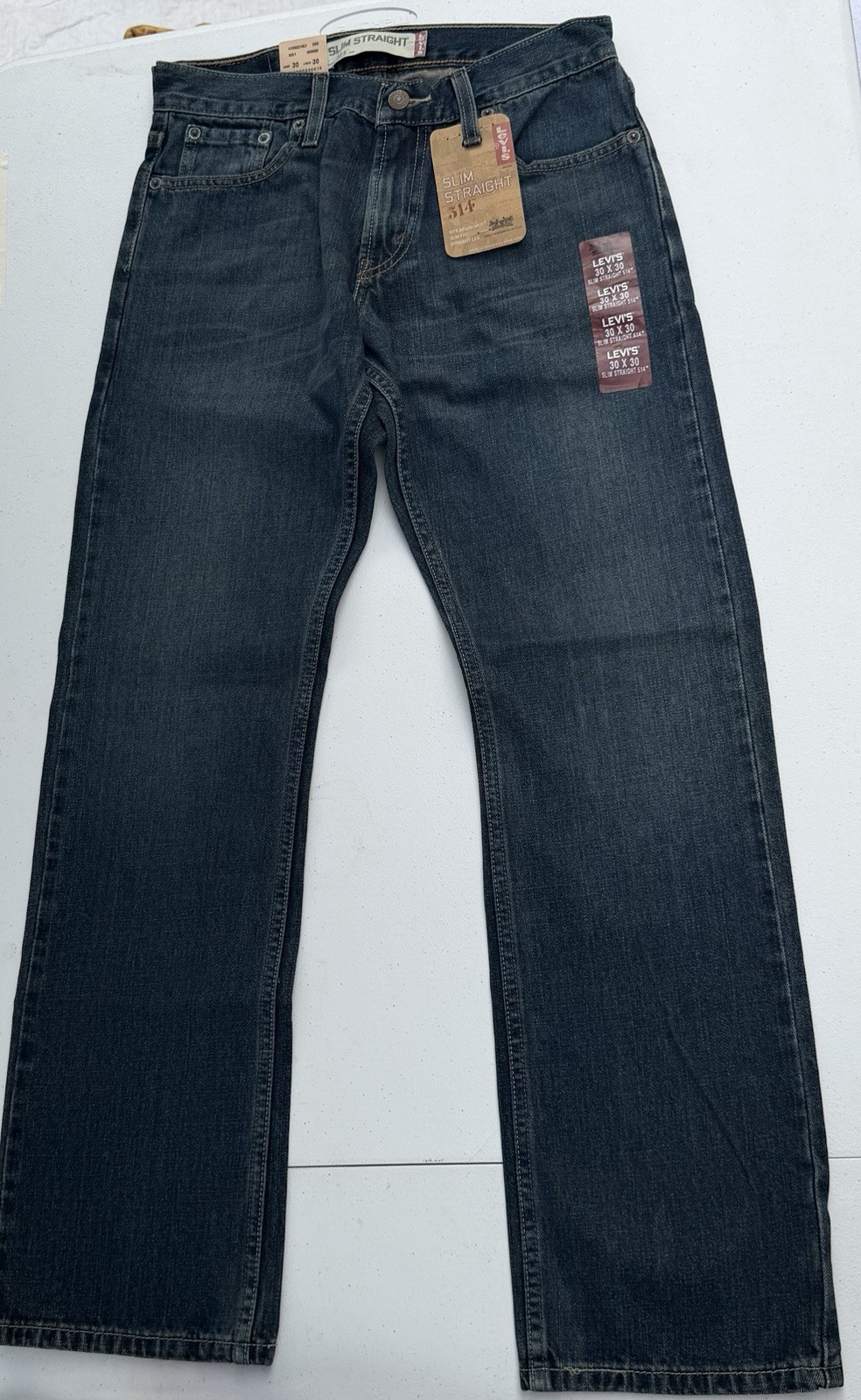 Levi’s Men’s Slim Fit Straight Leg Dark Wash Blue Denim Jeans 5-Pocket NEW