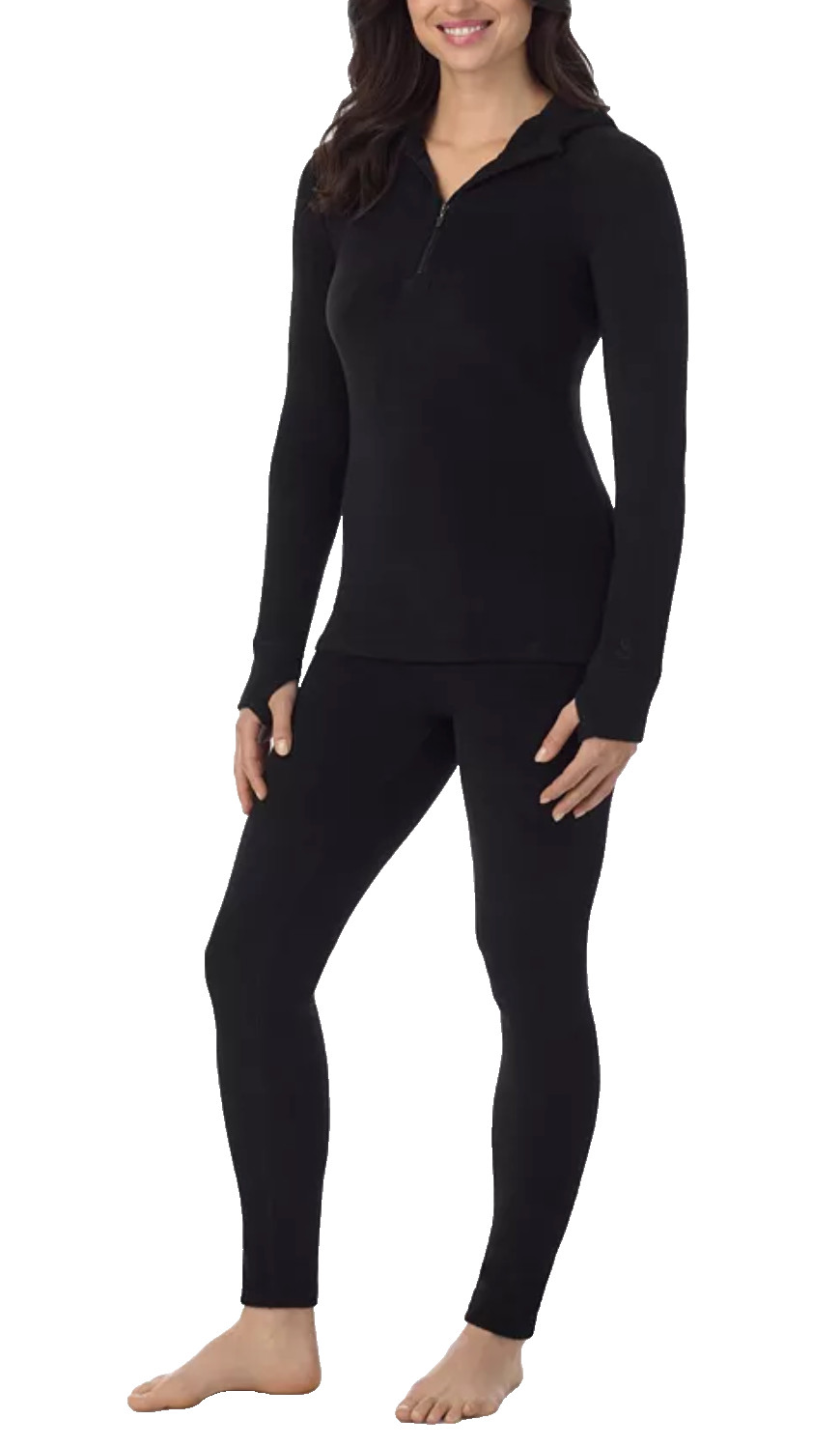 CUDDL DUDS Fleece Wear Long Sleeve Half Zip Hoodie sz M Medium (10-12) Black
