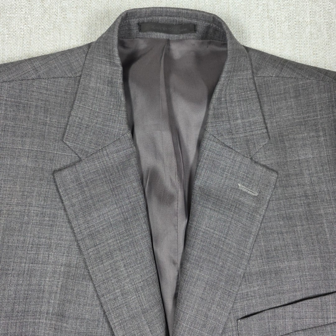 Chaps Suit 2 Piece Mens 44S 36X30 Gray Sharkskin Single Vented 100% Wool