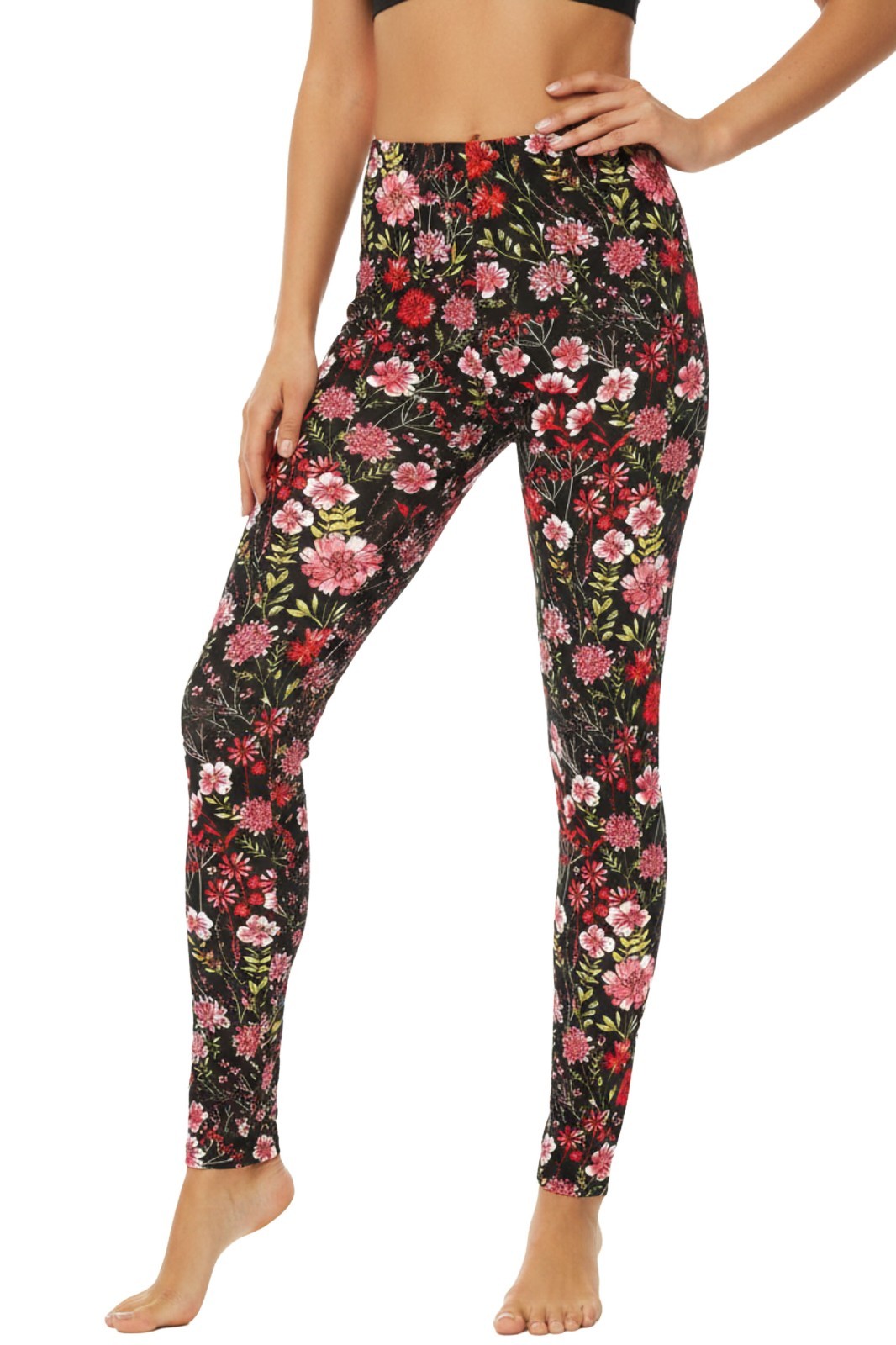 Womens Floral Legging Flower Cotton Blend Lightweight Summer Leggings