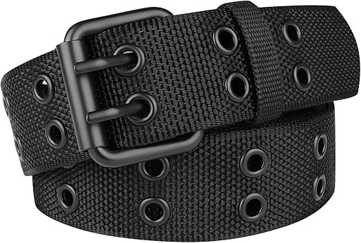 Drizzte 55” Big and Tall Size Double Prong Belt Black Grommet Nylon Belts fo…