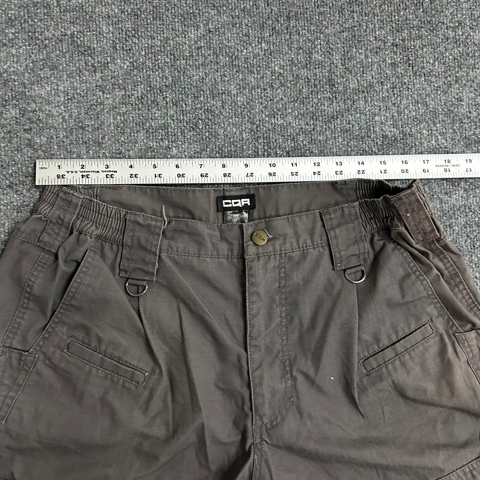 CQR Cargo Pants Mens Size 36W x 30L Grey Ripstop Tactical Workwear Pockets