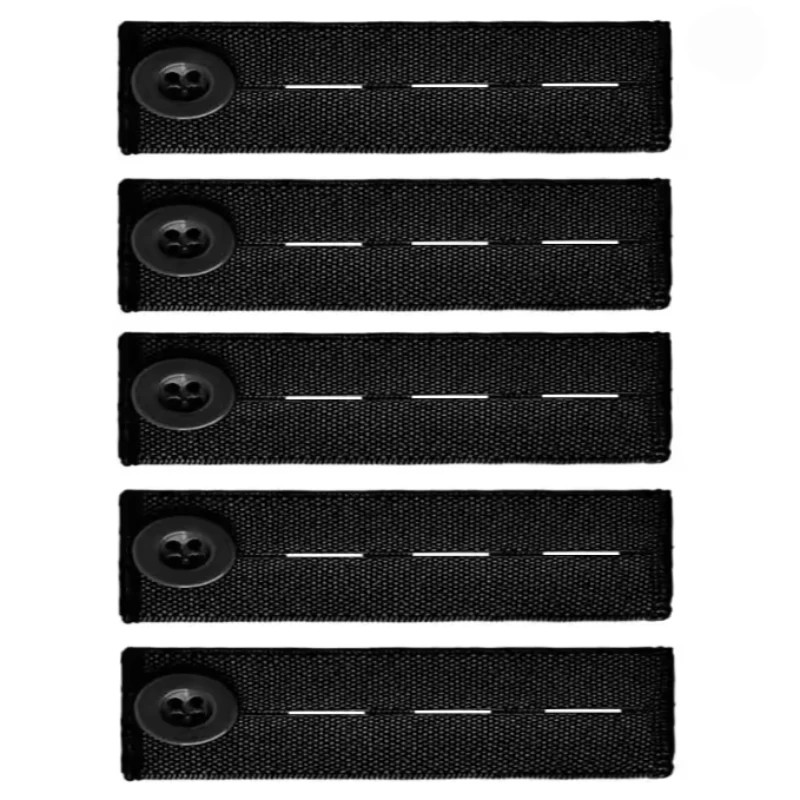 5pcs/set Black Interlocking Waistband Extender Buckle Elastic Adjustable Pant.