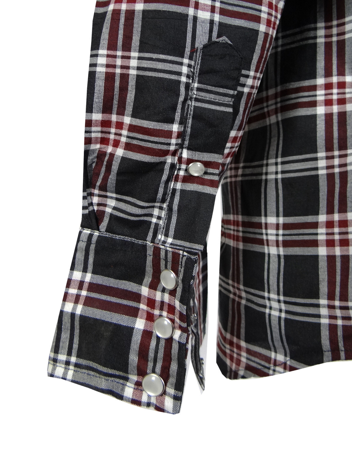 Plaid Western Shirt Mens Triple Snap Cuff Flap Pockets TRUE FIT Country Casual d