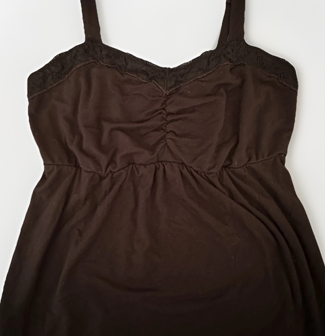 Vtg Lace Babydoll Tank Top Elena Gilbert XS Y2K Black Vampire Diaries