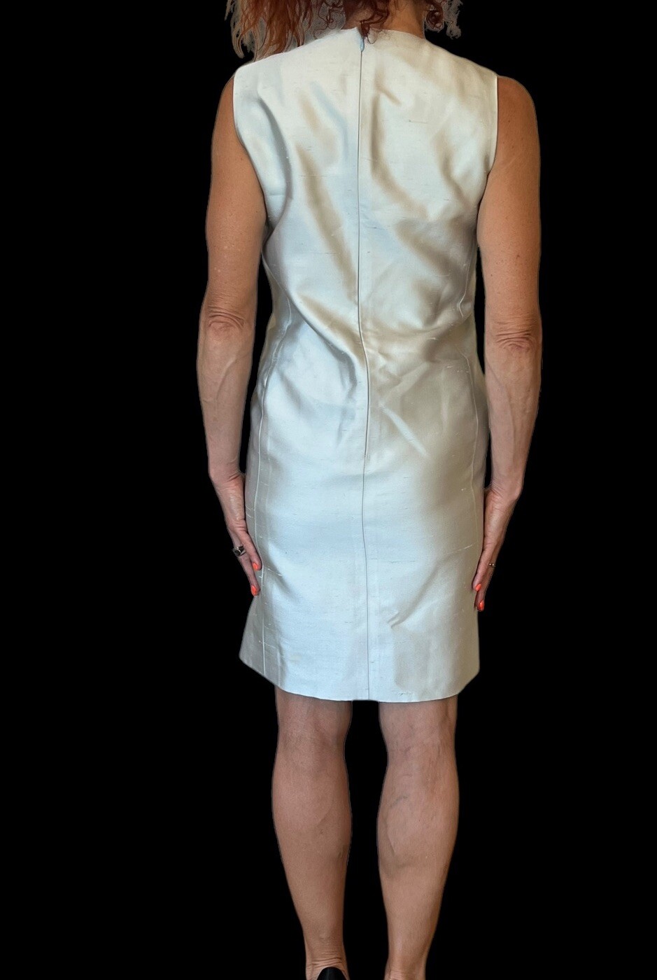 MICHAEL KORS MADE IN ITALY WOMEN’S ICE BLUE SILK SLEEVELESS SHEATH MINI DRESS 4