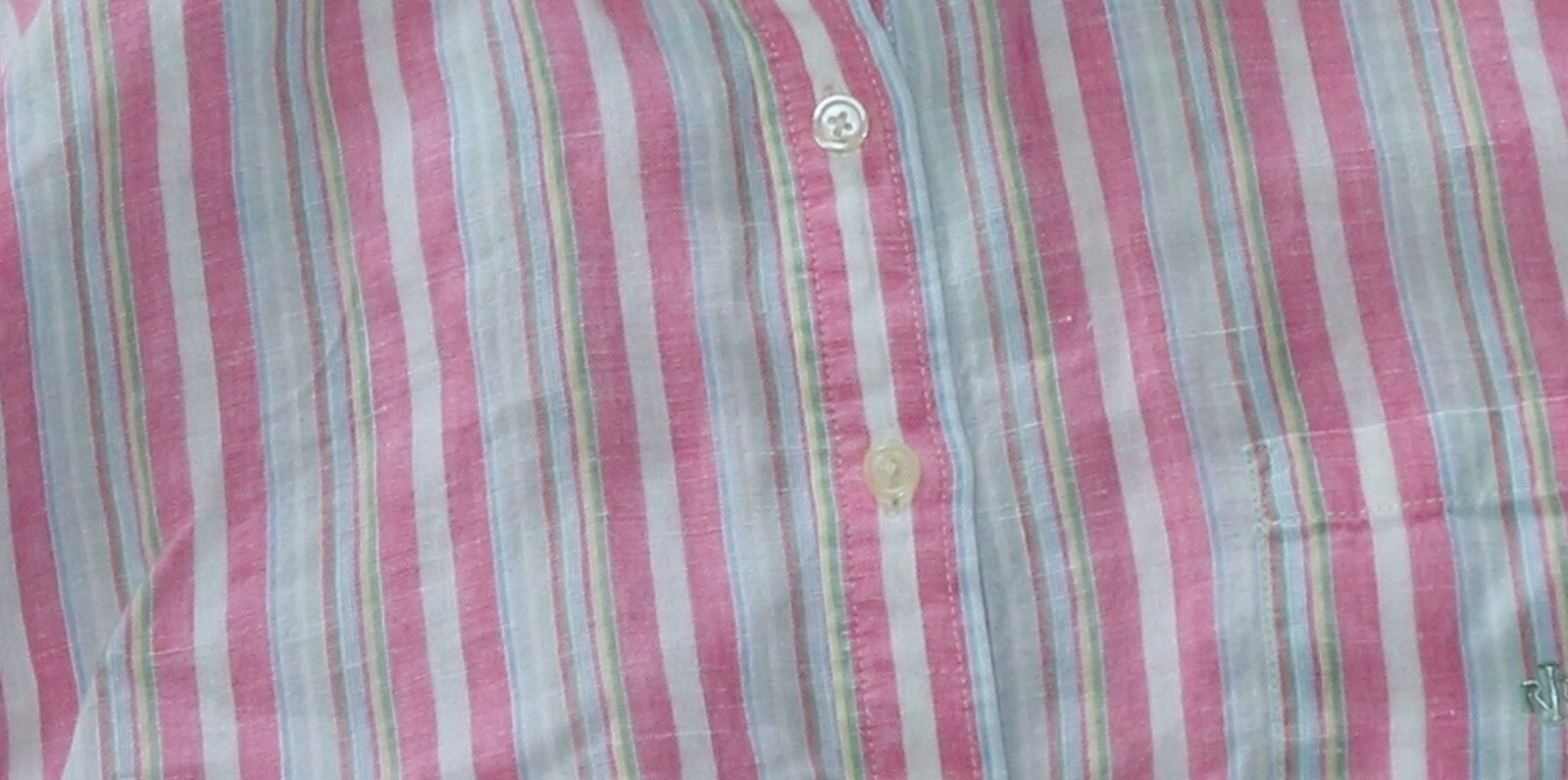 LAUREN RALPH LAUREN Striped Linen Blouse 50 In Chest 27.5 In Long Sz 1X? EXC