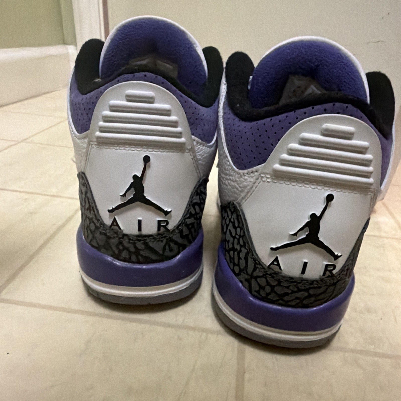 Jordan Air Jordan 3 Retro GS White Black Dark Iris Sneakers 6.5Y Unisex Kids
