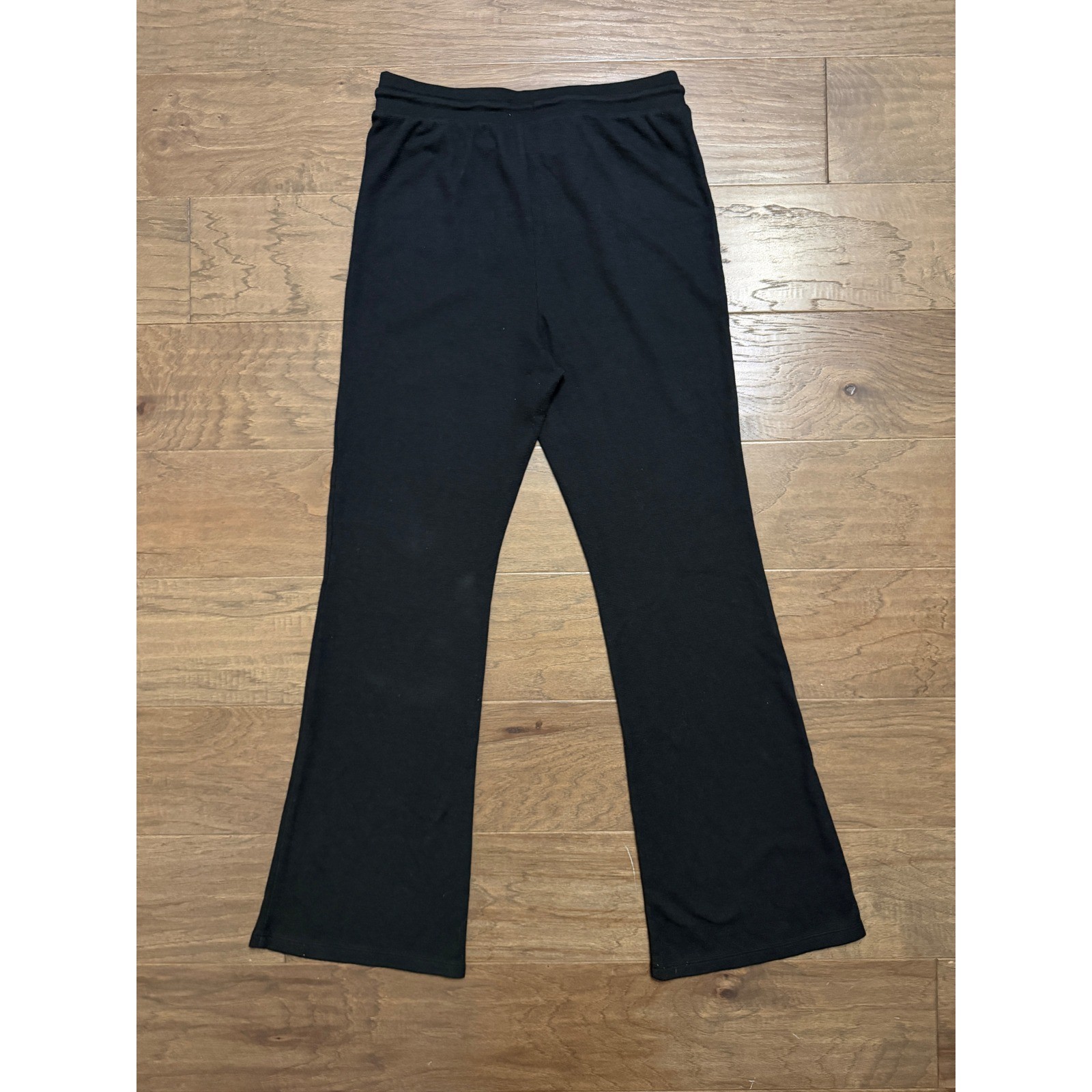 Aritzia Sunday Best Black Waffle Knit Flare Leg Thermal Pants Large 83236