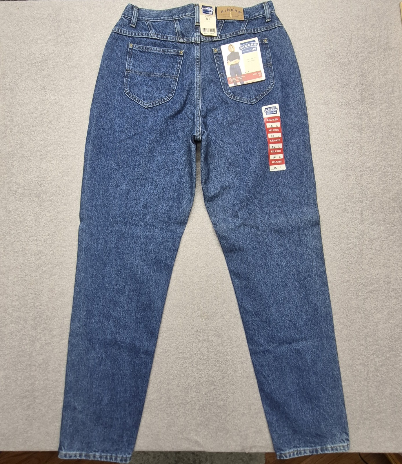 Vintage Riders by Lee Mom Jeans Womens 16L Medium Wash High Rise Tapered Denim