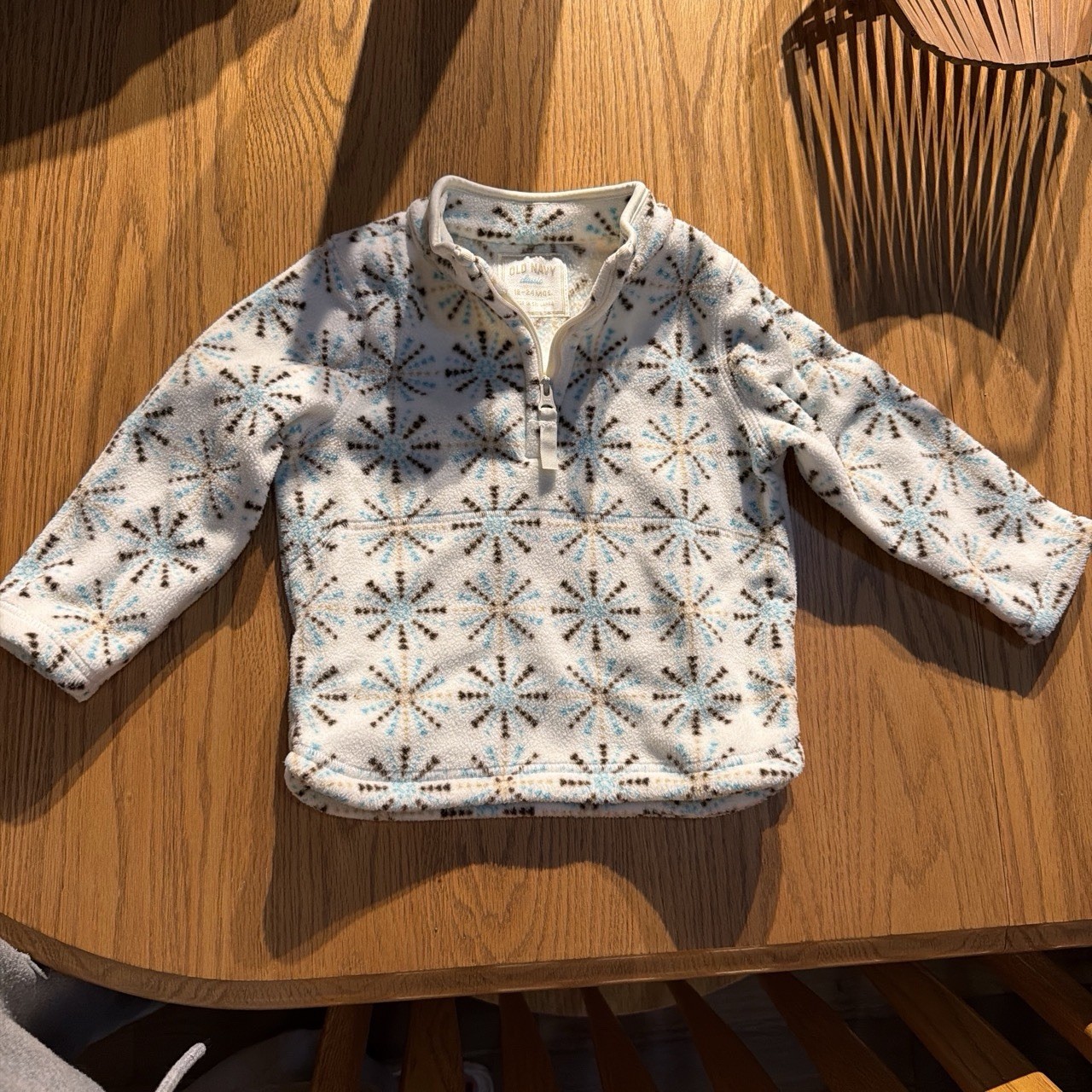 Old Navy Classic toddler fleece quarter-zip featuring a snowflake pattern