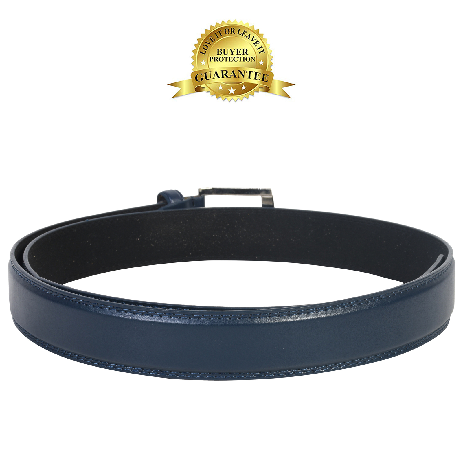 Leatherboss Genuine Leather Men Big and Tall Jeans Belt Size 46″- 64″, Navy Blue