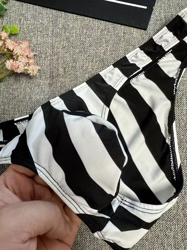 New Men’s Sexy White & Black Brazilian Cut Brief w/Enhancing Contoured Pouch-Gay