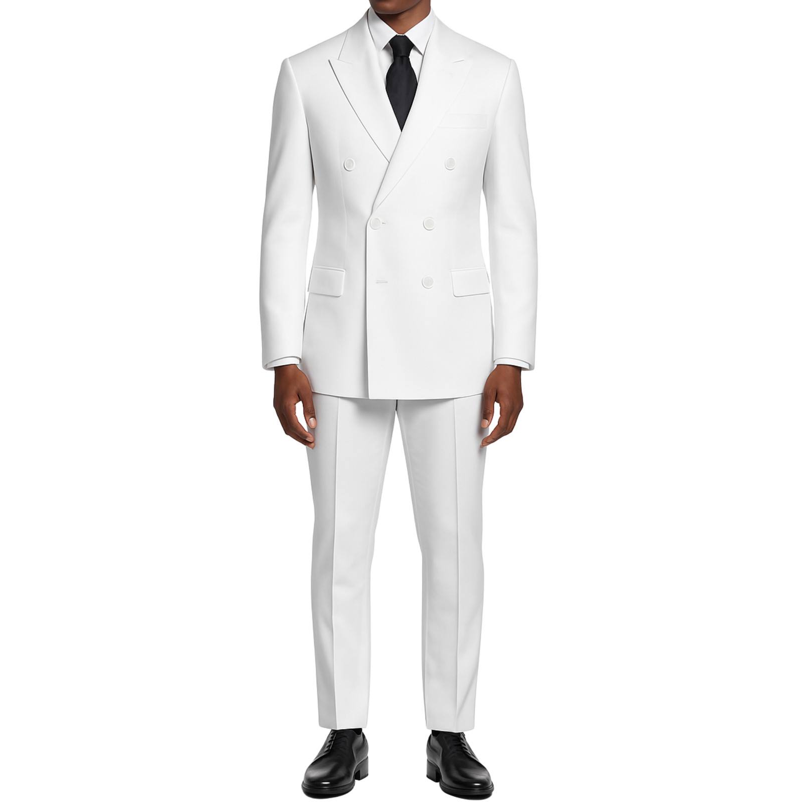 VINCI Men’s White Double-Breasted Suit w/ Adjustable Waist, Reg-Fit – NEW