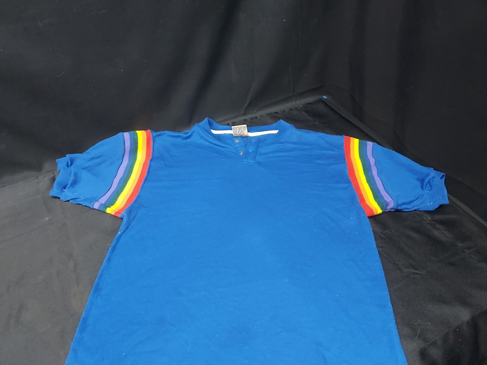 Vintage 80s B.O.G 1980s Short Sleeve Shirt Rainbow Stripes LGBTQ Gay Interest
