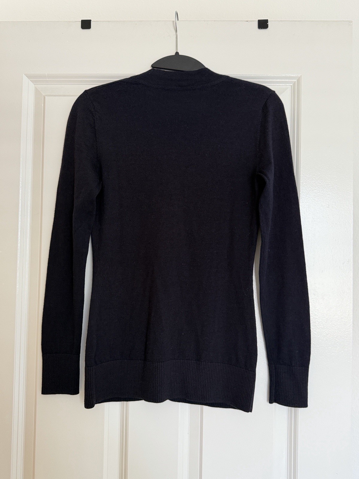 Tory Burch Blue 100% Merino Wool V-Neck Button-Front Knit Cardigan Sweater XS