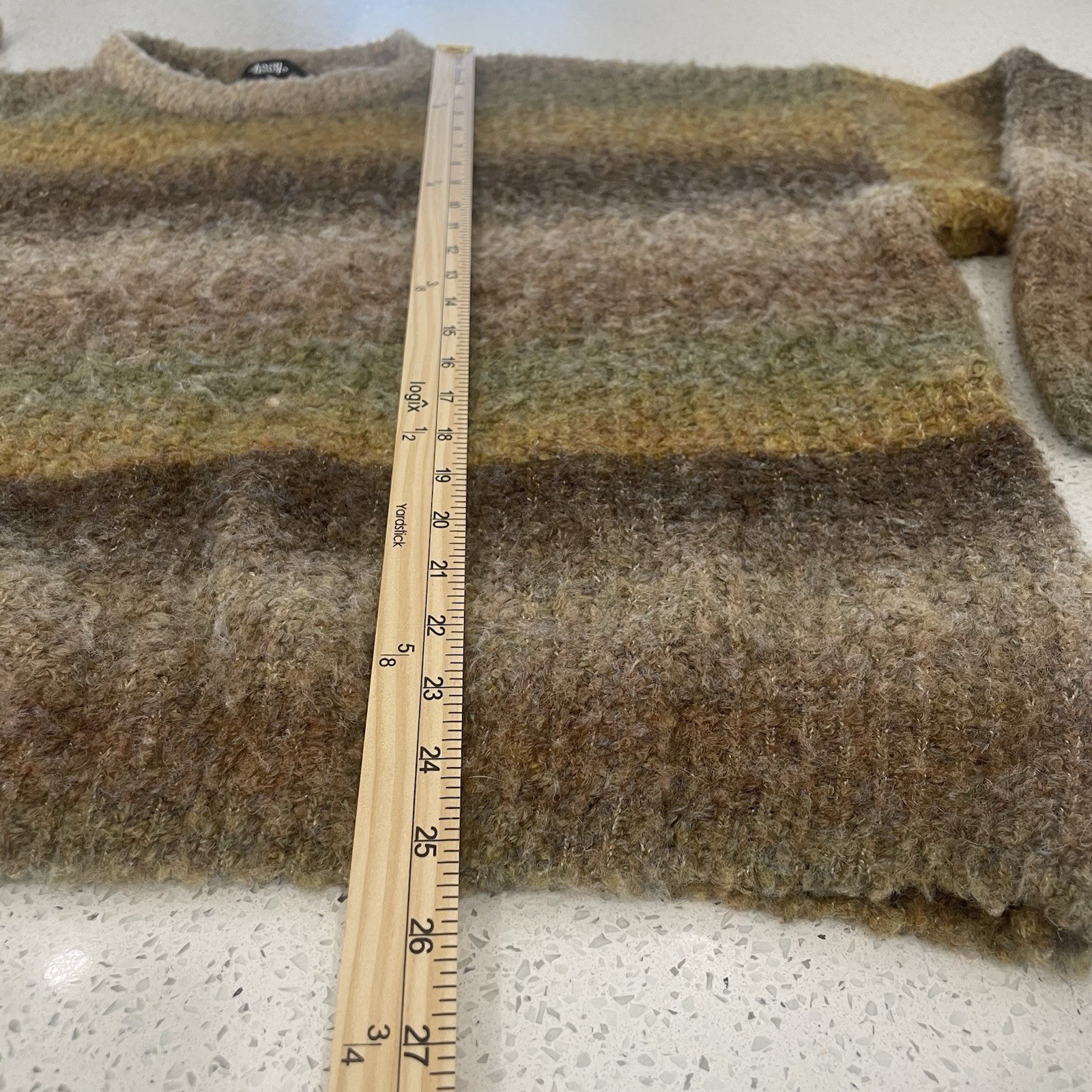 Ombre Striped Knit Sweater Earth Tone Distressed Large L Eleven Eleven Boutique