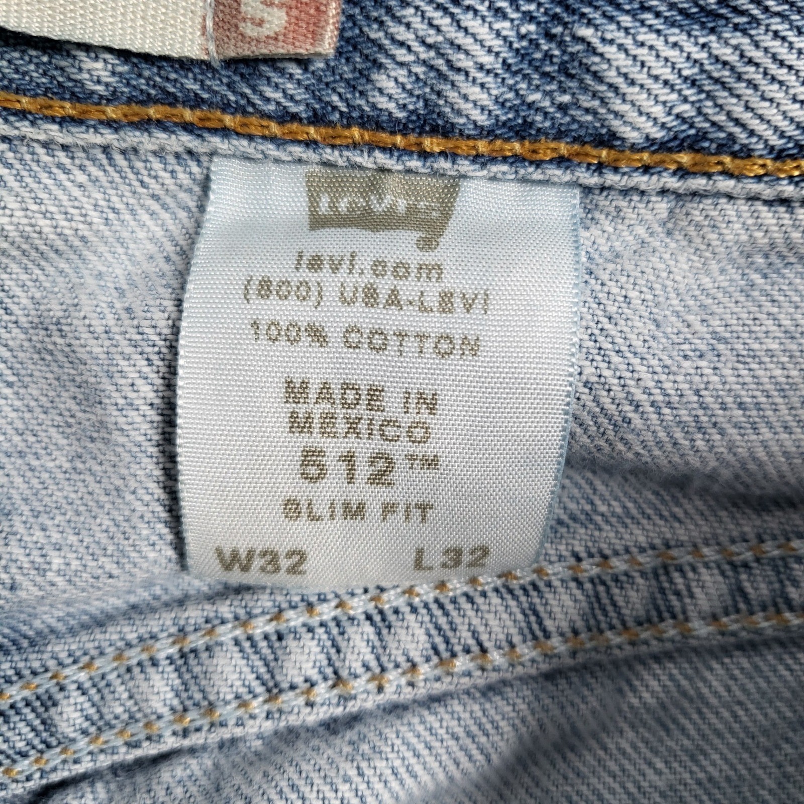 Levi’s 512 Jeans Men’s 32×32 Blue 100% Cotton Denim Light Wash Slim Fit