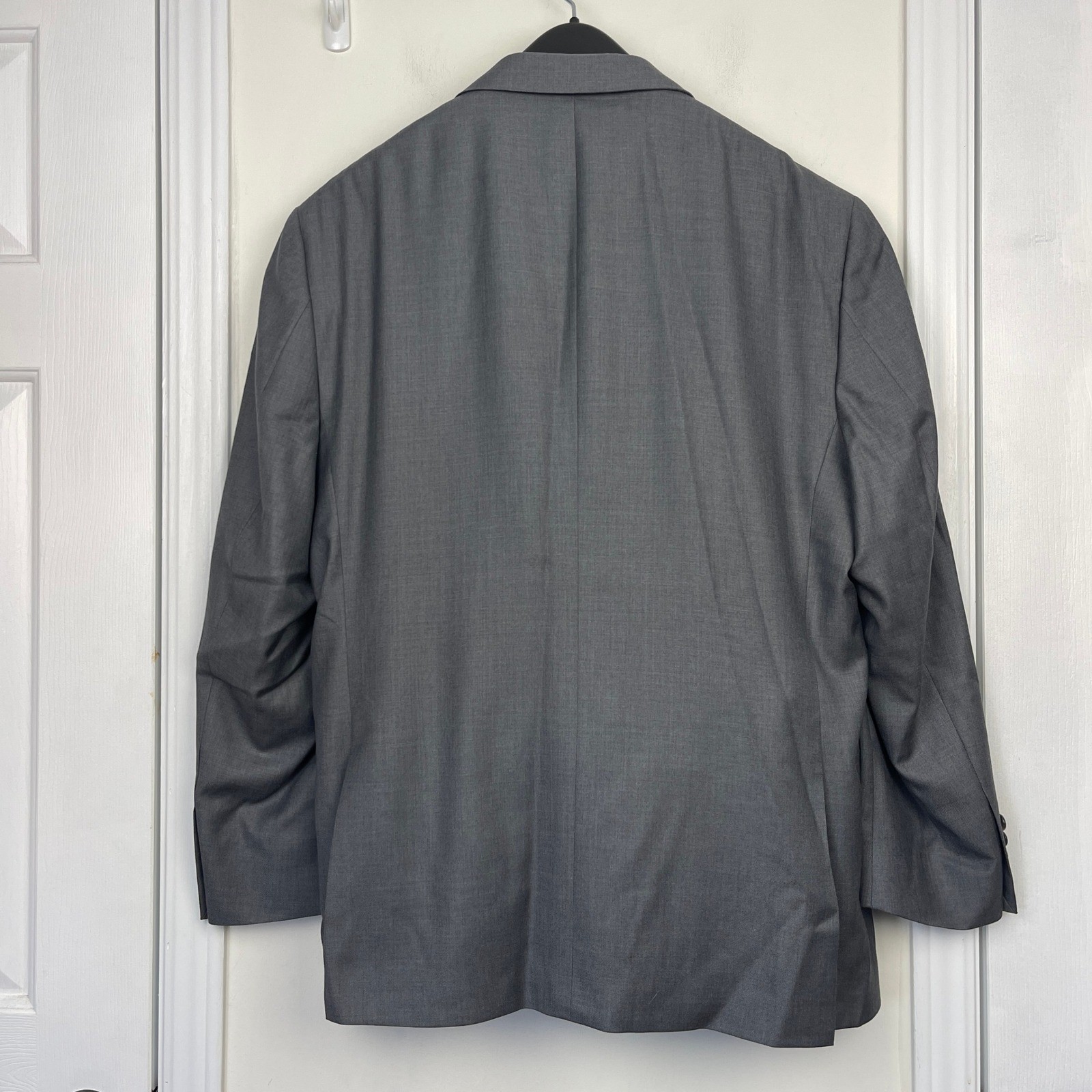 Jos. A. Bank 2-Piece Suit Mens 46R 40×29 WOOL +SILK Tailored Fit Flat Front Gray