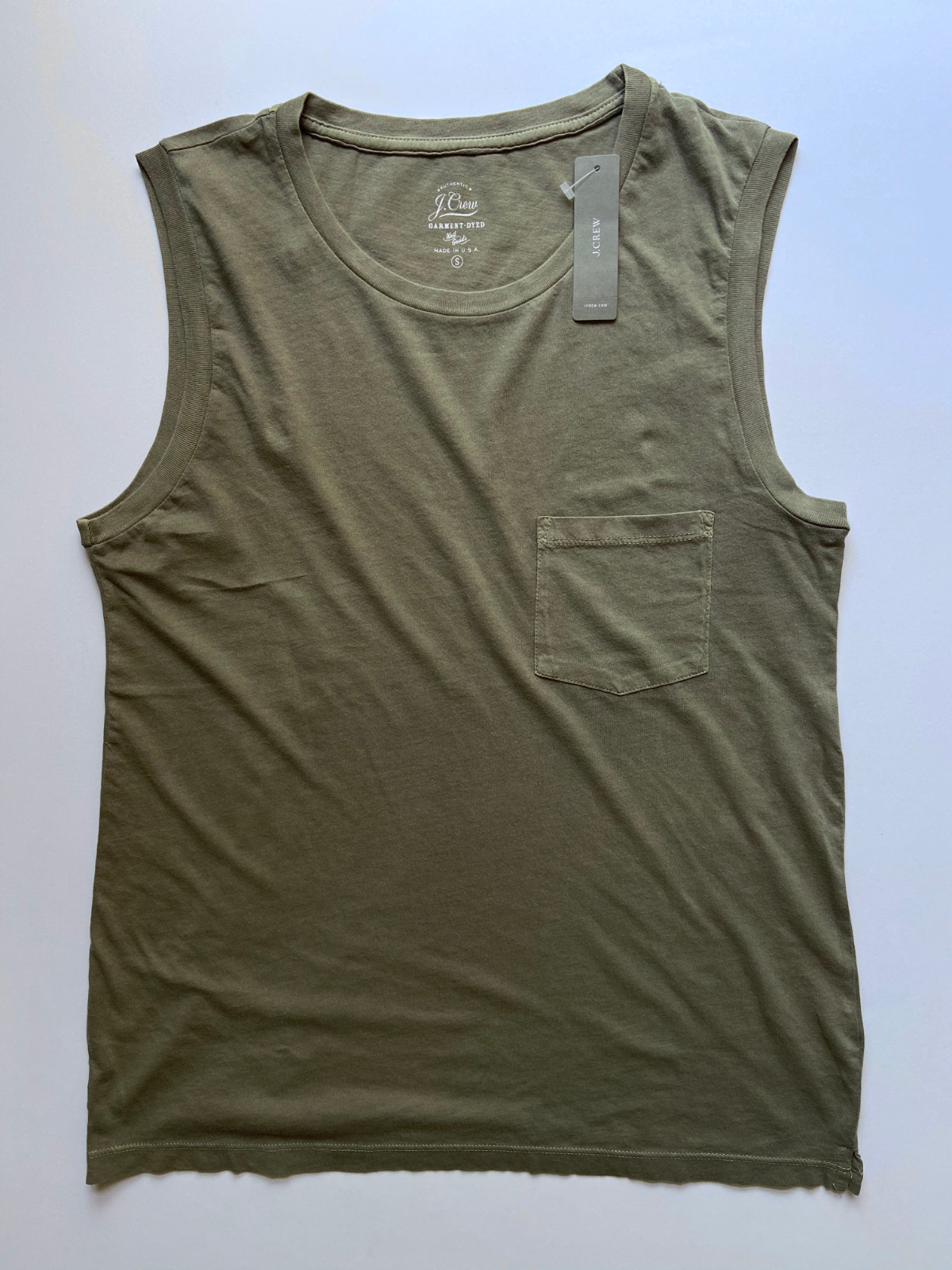 J Crew Womens Pocket Tank (NWT) Light Olive, Garment Dyed, UP TO 62% OFF MSRP