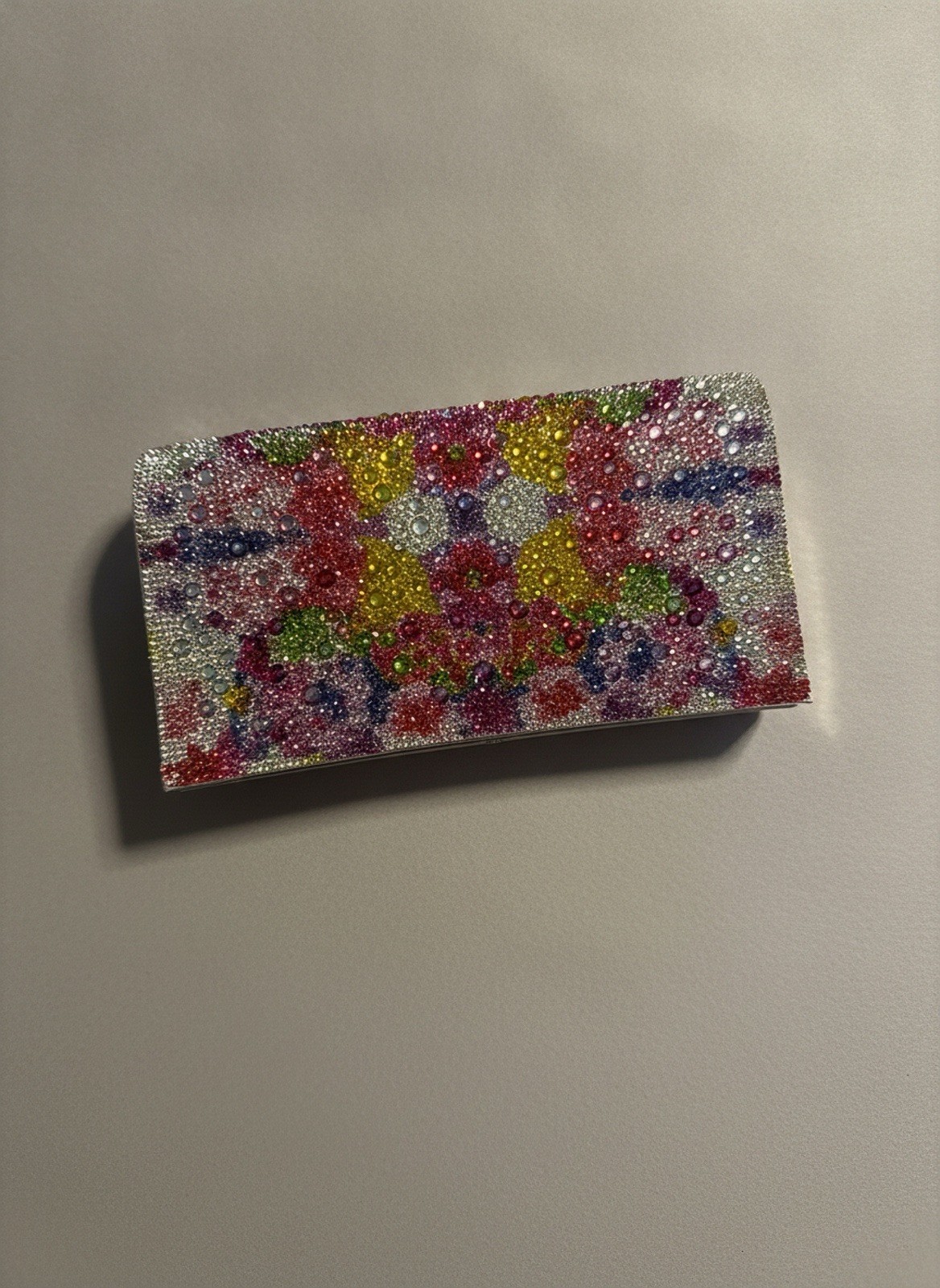 Betsey Johnson Multicolor Rhinestone Clutch w/ Detachable Gold Chain