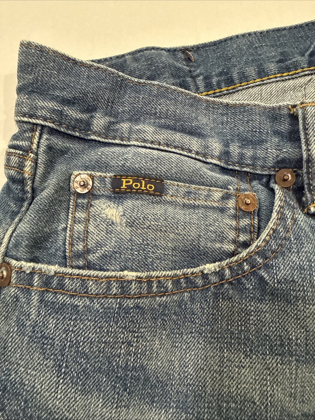 Polo Ralph Lauren The Sullivan Slim Straight distressed jeans patch detail 32X32