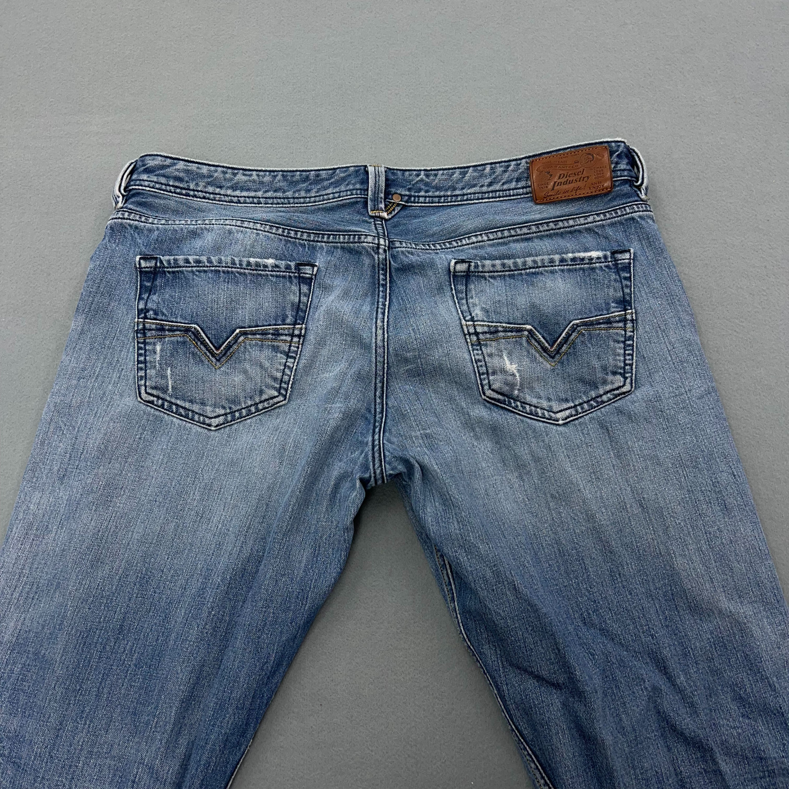 Diesel Larkee Jeans Mens 38×31 Blue Regular Straight Distressed