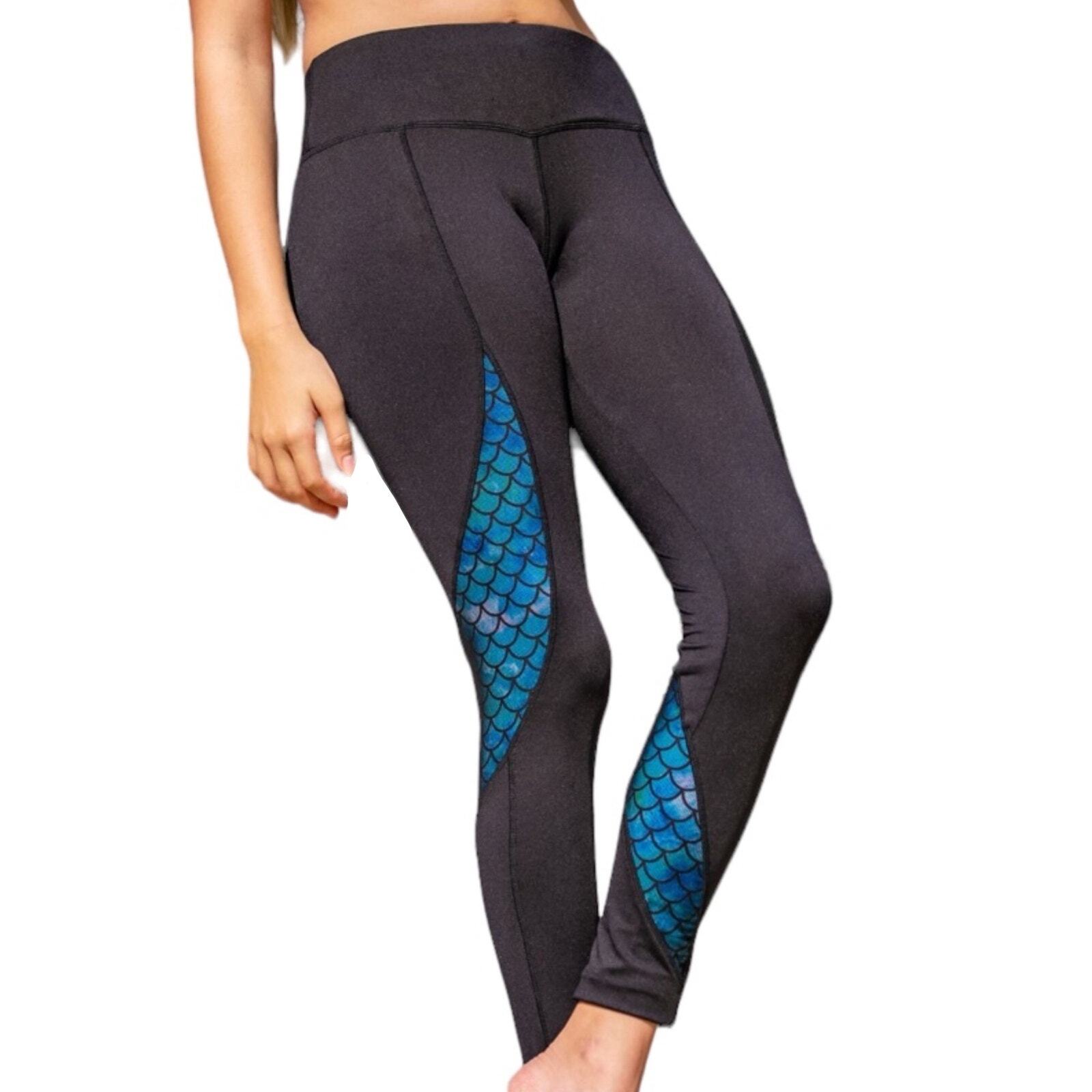Fin Fun Black and Blue Mermaid Leggings Size XS