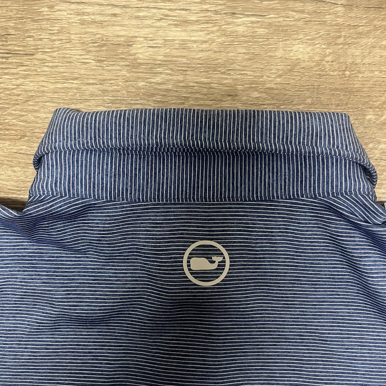 Vineyard Vines On The Go Sankaty Polo Shirt Mens Blue Striped Performance Size S
