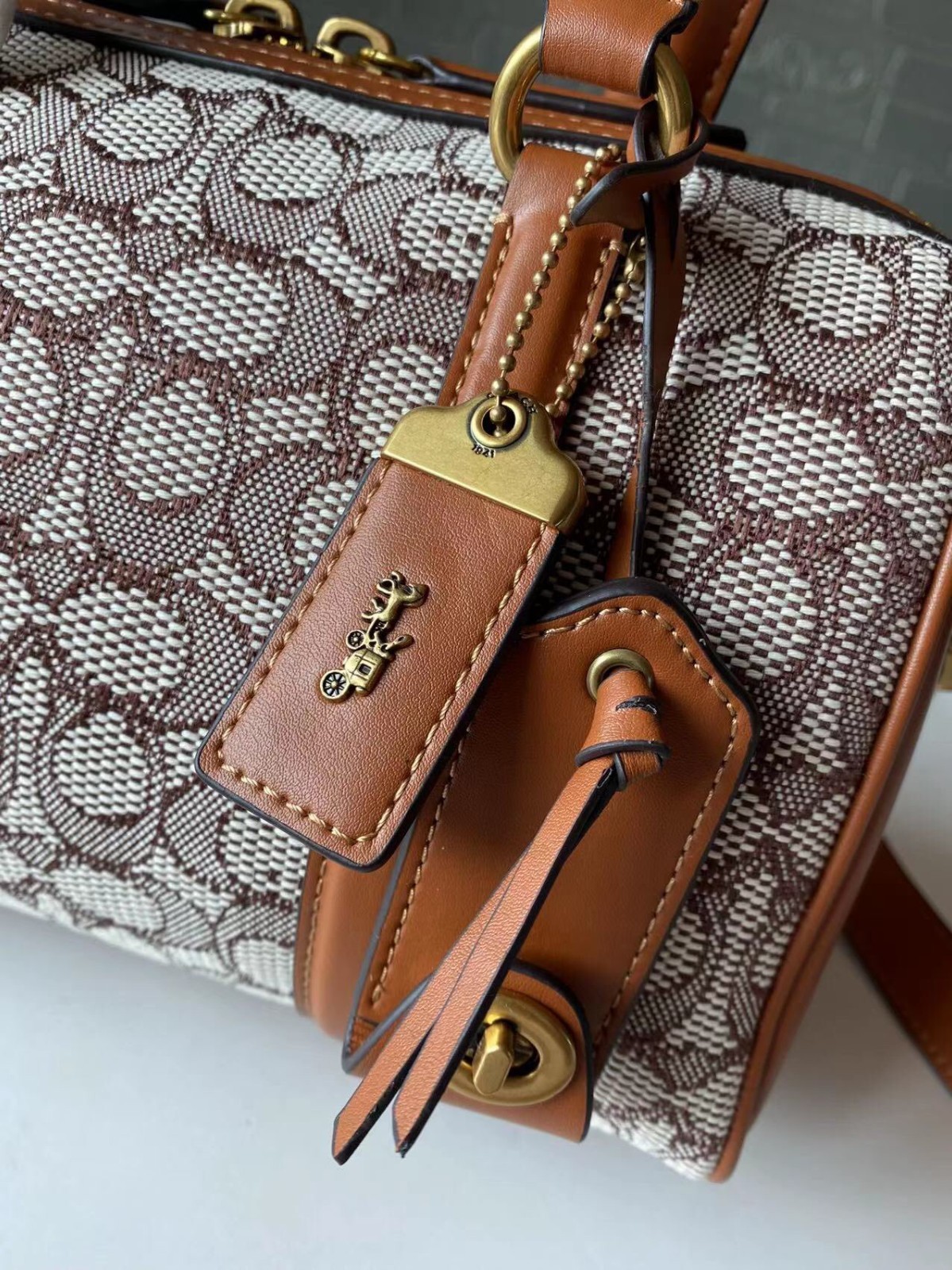 Coach Ruby Satchel 25 Signature Textile Jacquard C8529 Brown