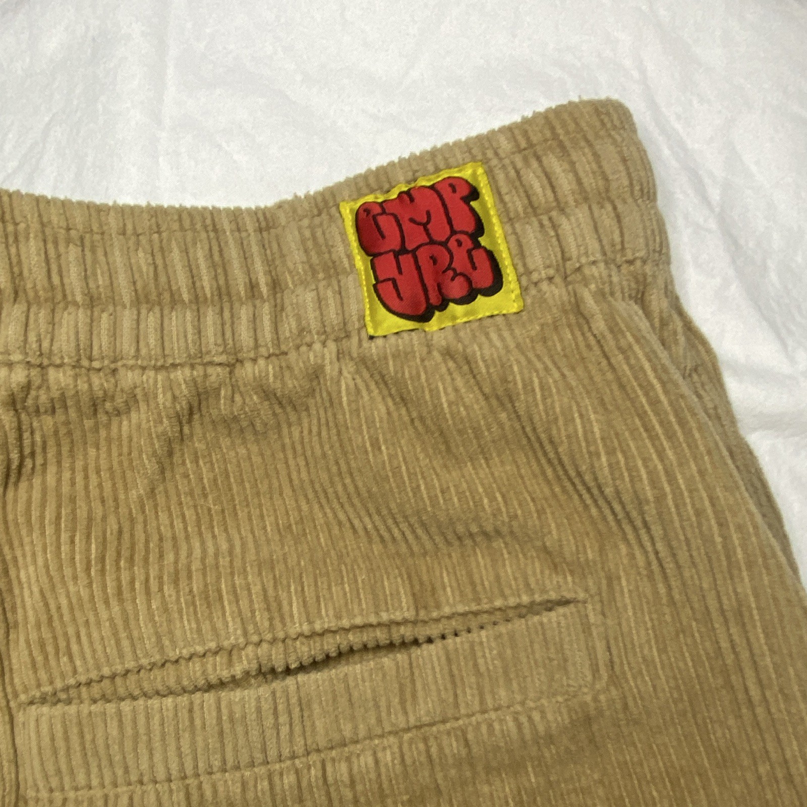 GURU Men’s Tan Corduroy Shorts M Elastic Waist Drawstring Pockets