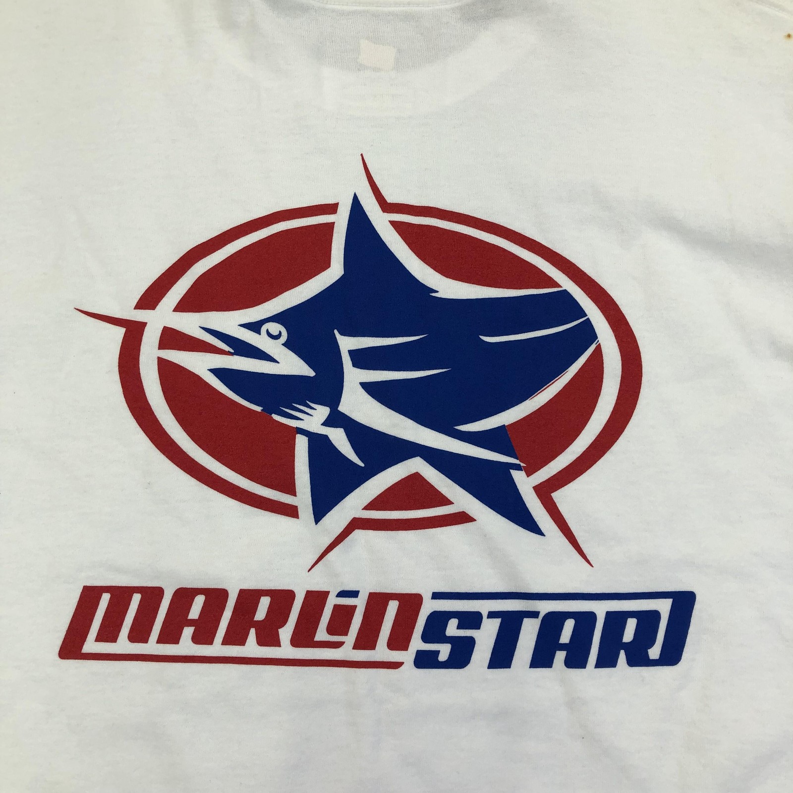 MarlinStar Hanes Shirt Mens Medium White Long Sleeve Graphic Tee Tagless Fish
