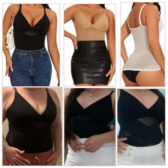 Women Tummy Control Shapewear Tanks Cami V Neck with Built in Bra Body Shaper