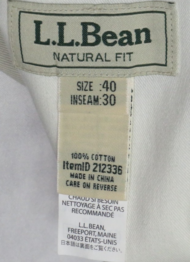 L.L. BEAN MENS PANTS 40×30 NATURAL FIT KHAKI CHINO PLEATED COTTON 212336 NEW NWT